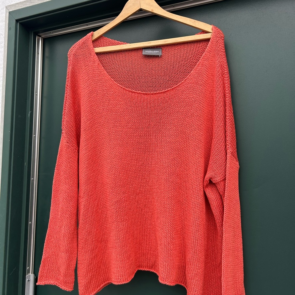 Wooden Ships Coral Scoop Neck Sweater